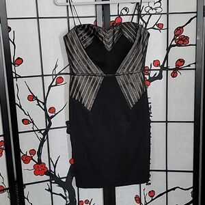 Aidan Mattox Black Sleeveless Faux Leather Dress.